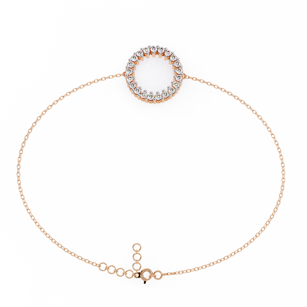 Rose Gold Double Row Diamond Circle Bracelet