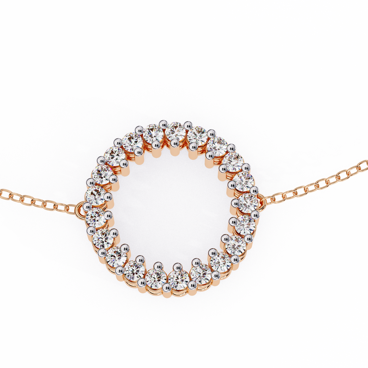 Rose Gold Double Row Diamond Circle Bracelet