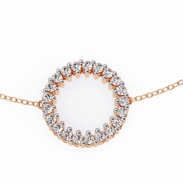 Rose Gold Double Row Diamond Circle Bracelet