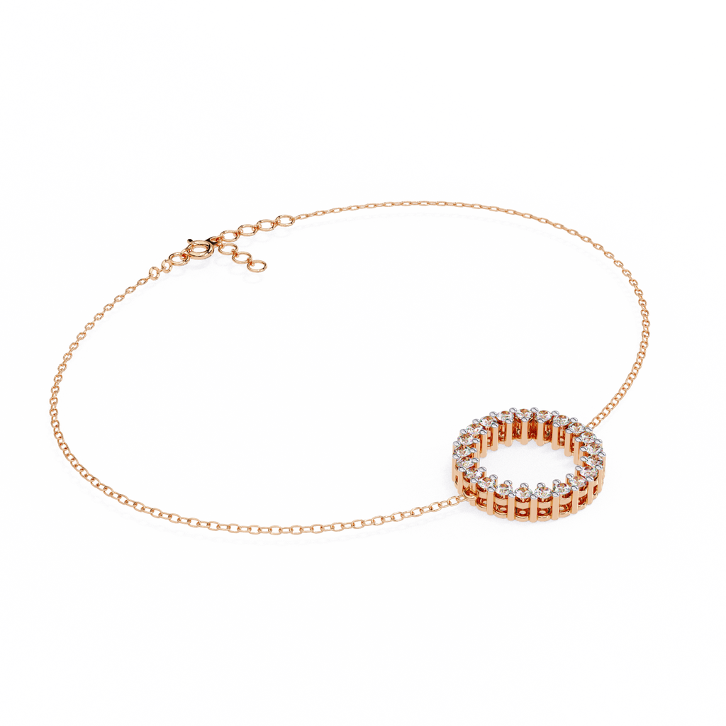 Rose Gold Double Row Diamond Circle Bracelet