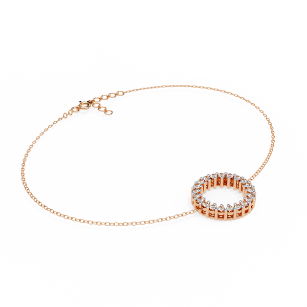 Rose Gold Double Row Diamond Circle Bracelet