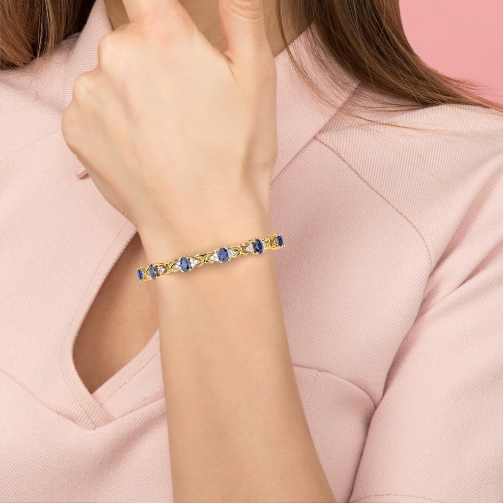 Blue Oval Moissanite Bracelet