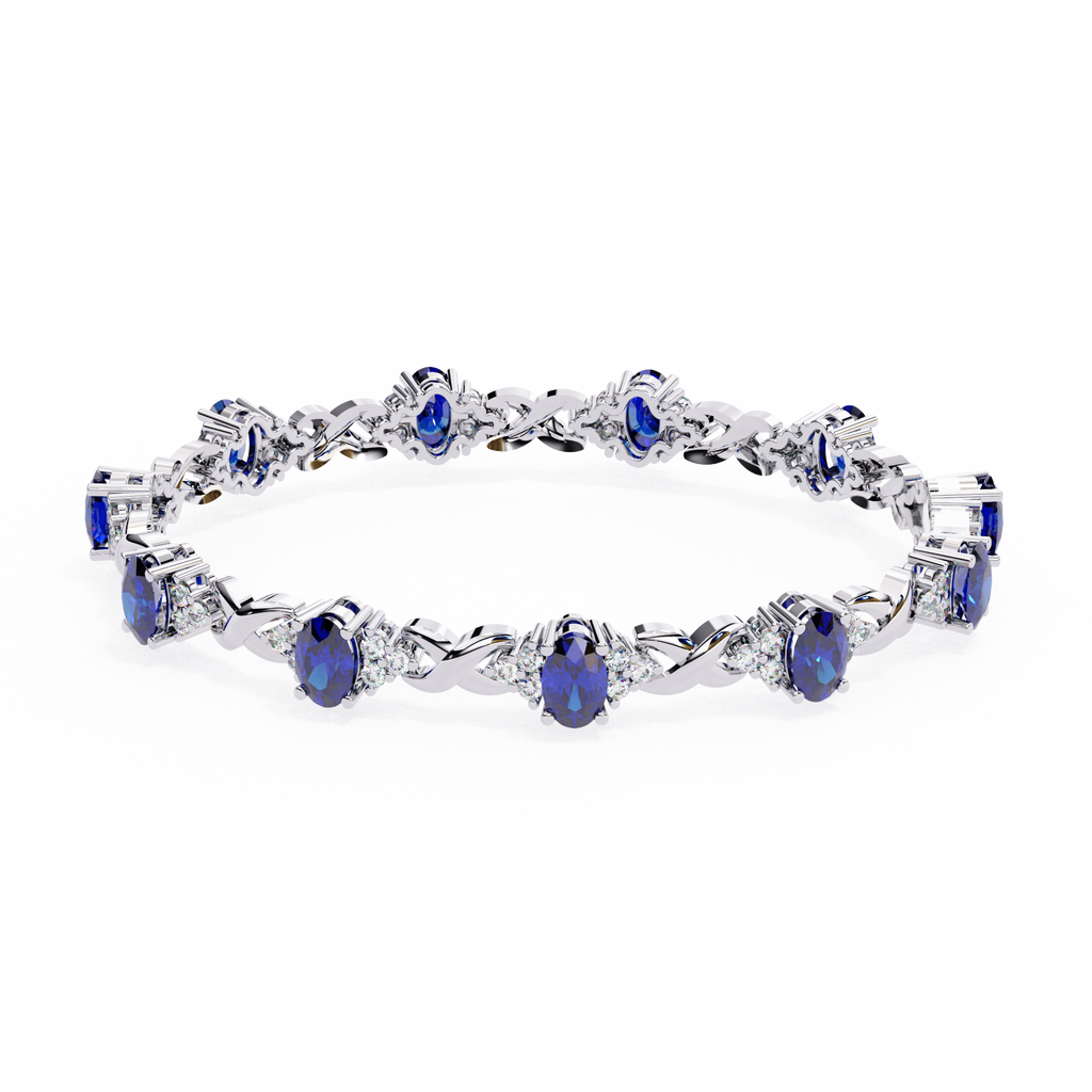 Blue Oval Moissanite Bracelet