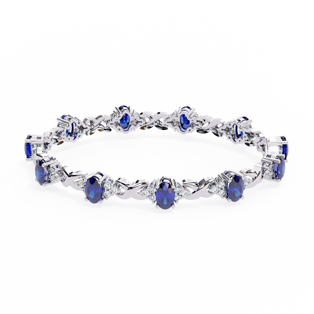 Blue Oval Moissanite Bracelet