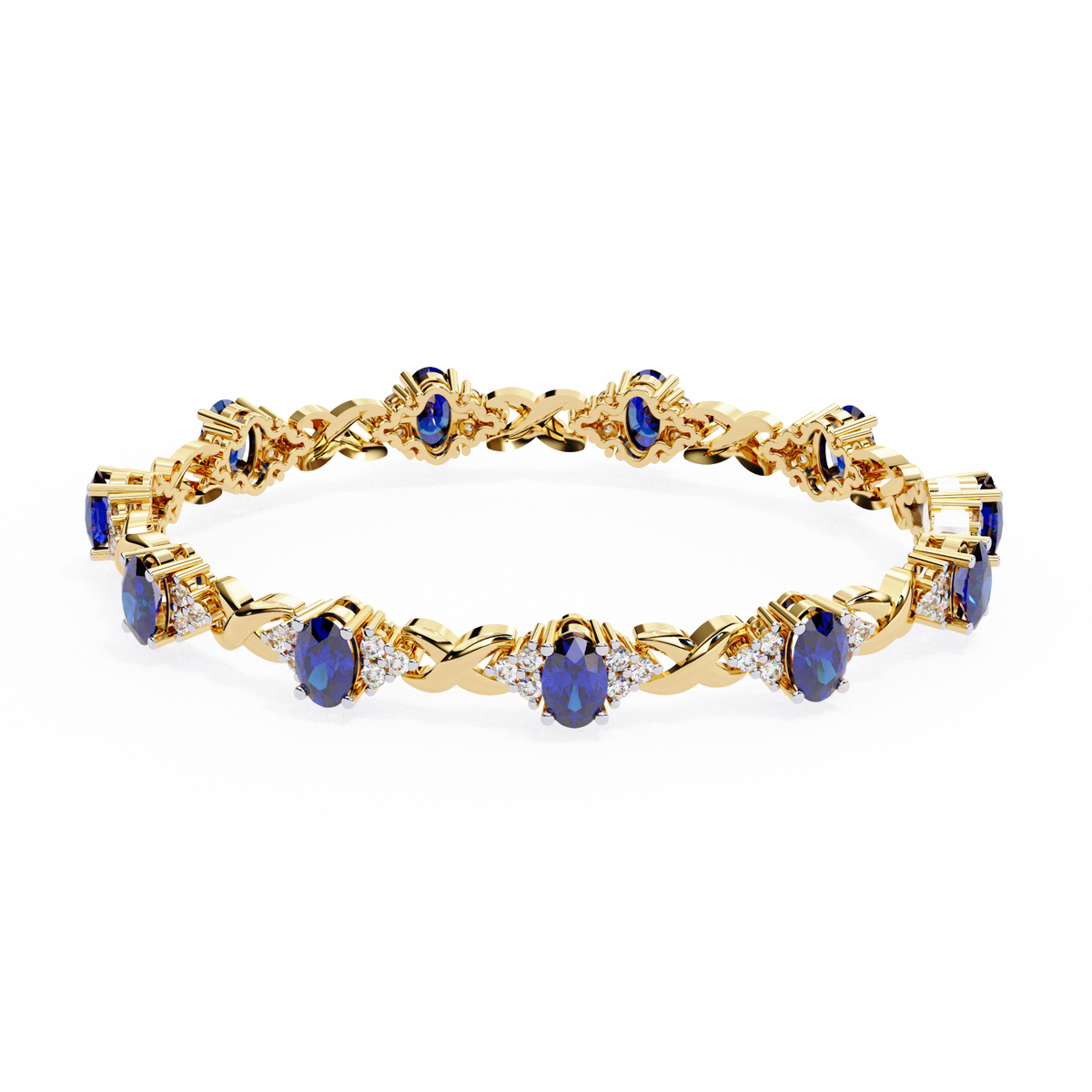 Blue Oval Moissanite Bracelet