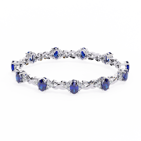 Blue Oval Moissanite Bracelet