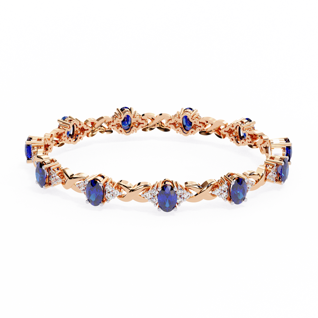 Blue Oval Moissanite Bracelet