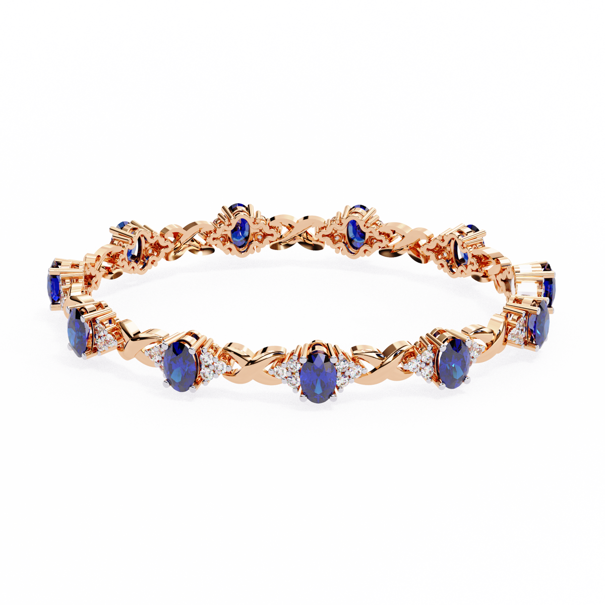 Blue Oval Moissanite Bracelet