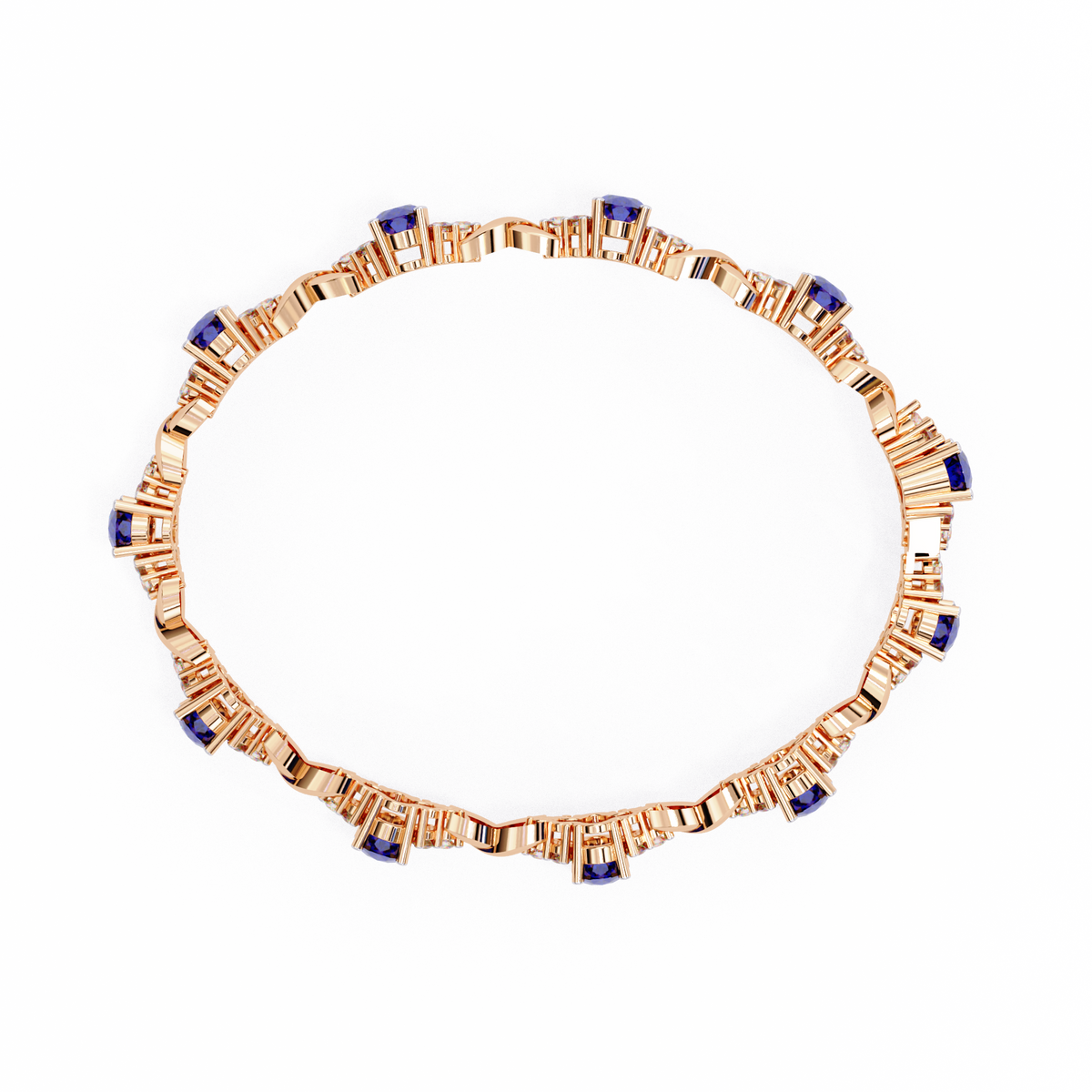 Blue Oval Moissanite Bracelet