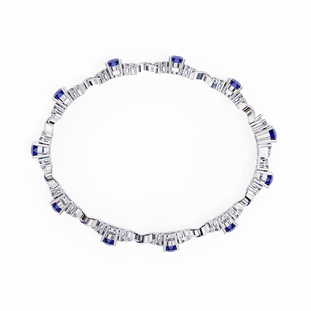Blue Oval Moissanite Bracelet