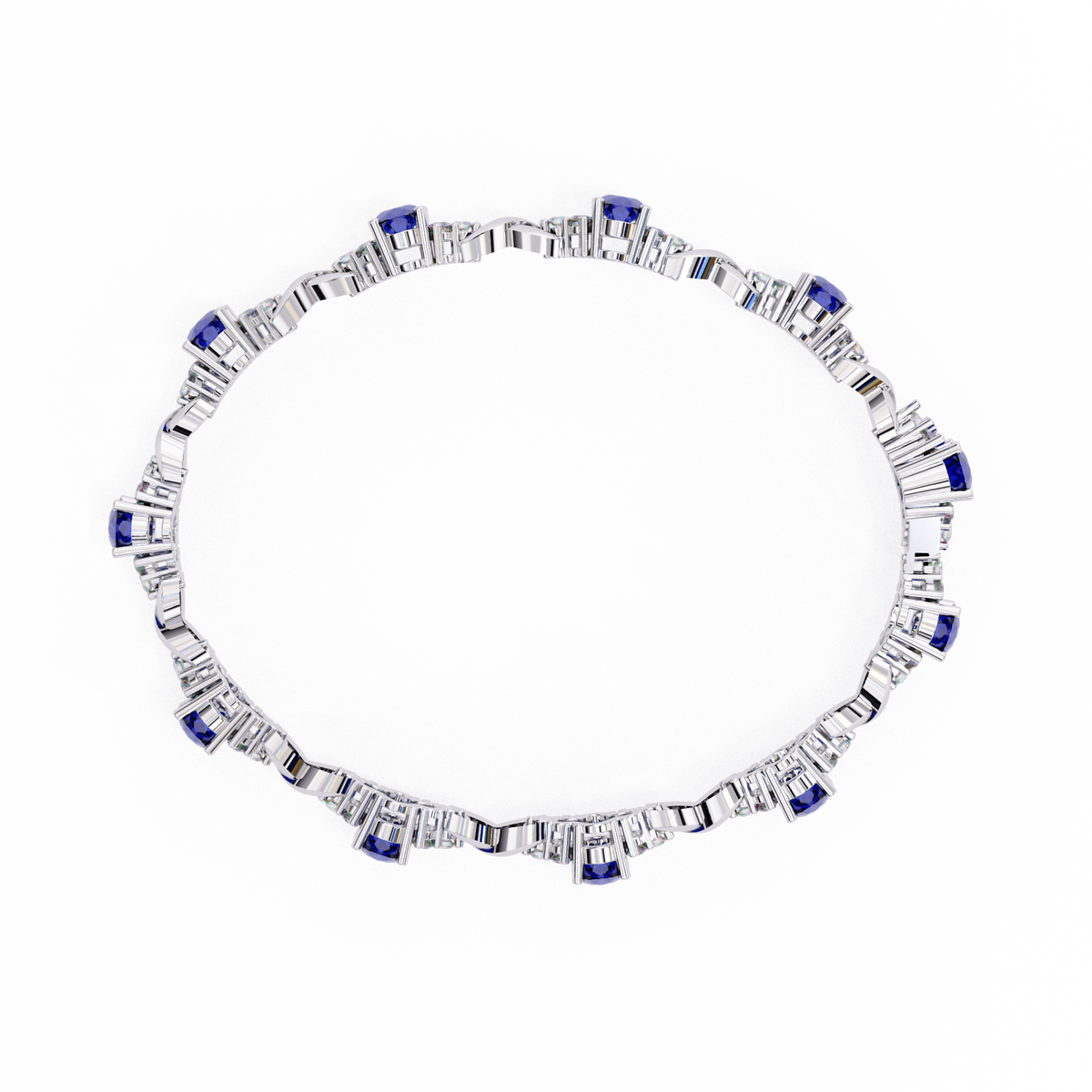 Blue Oval Moissanite Bracelet