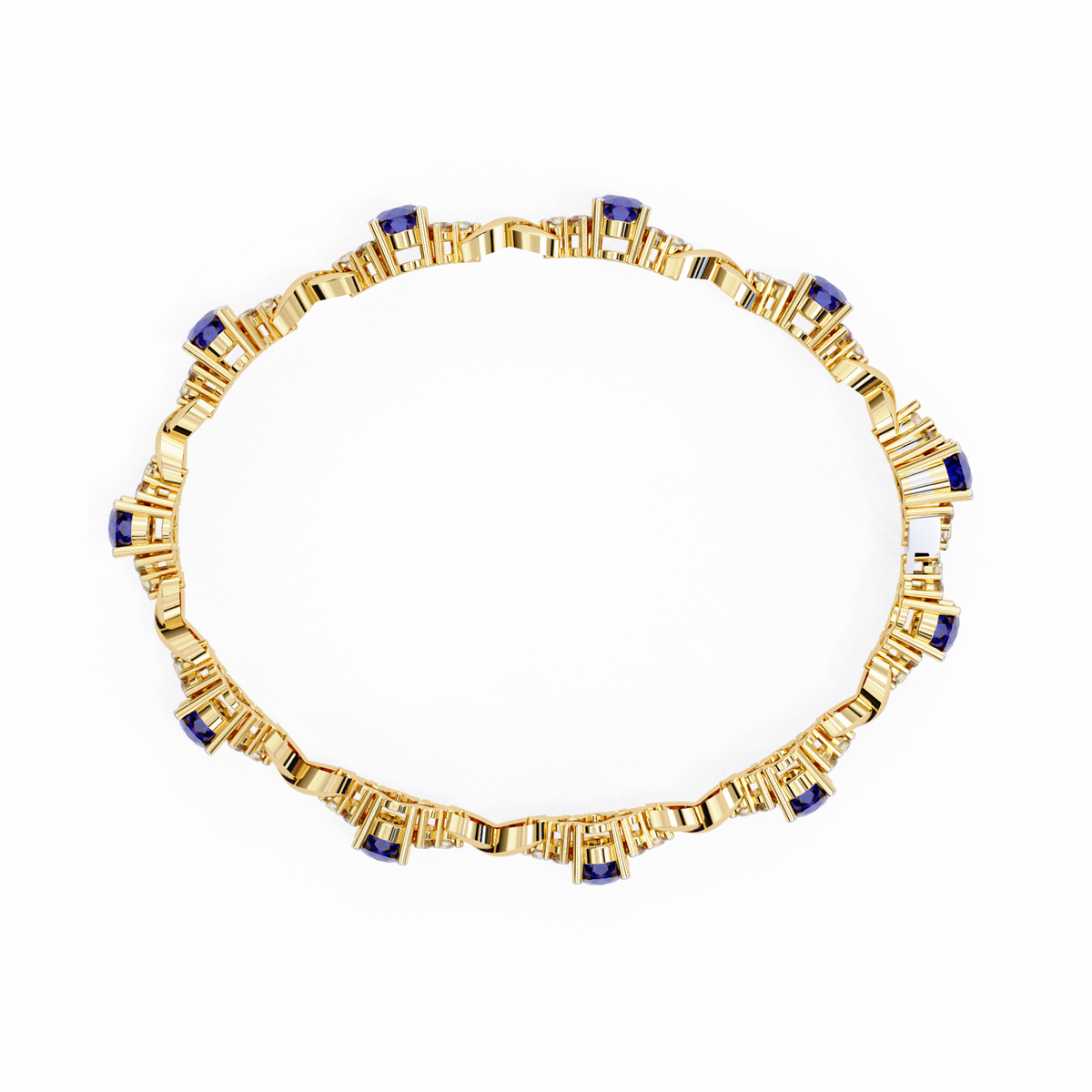 Blue Oval Moissanite Bracelet