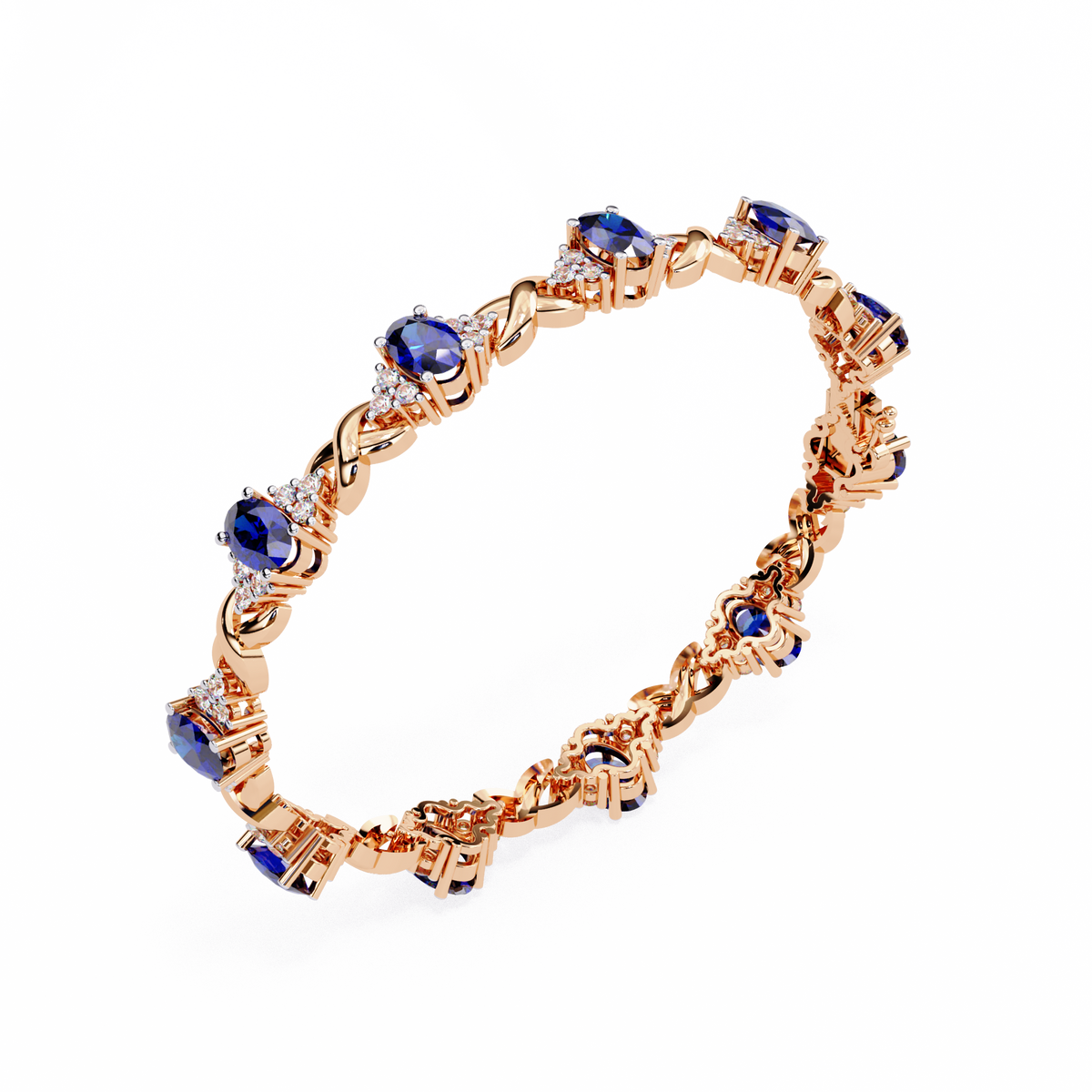 Blue Oval Moissanite Bracelet