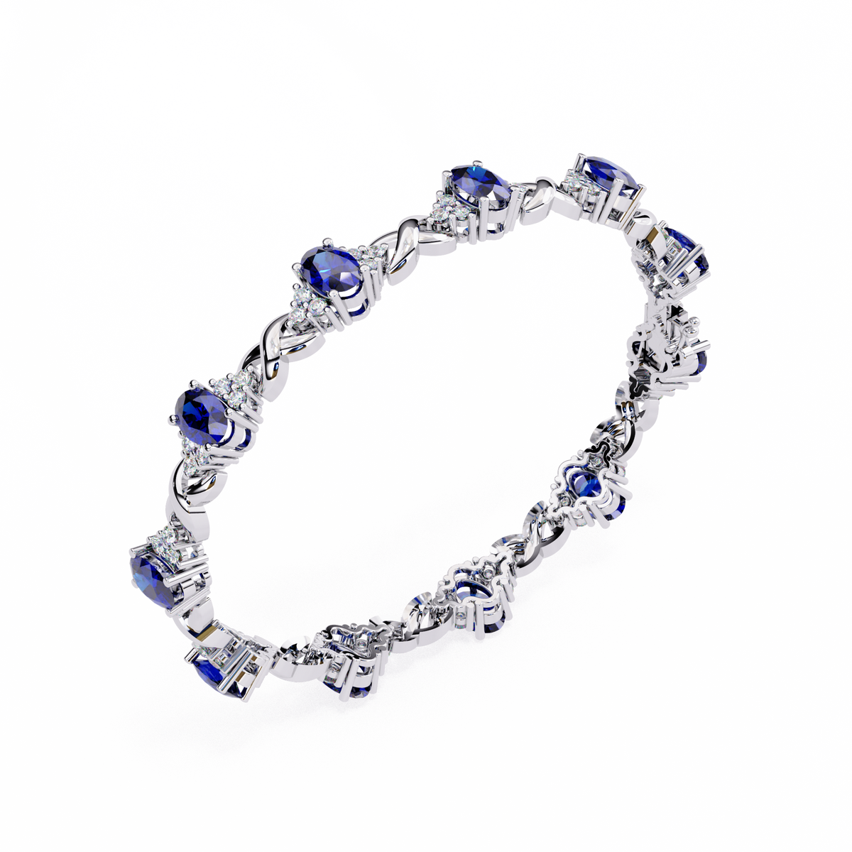 Blue Oval Moissanite Bracelet