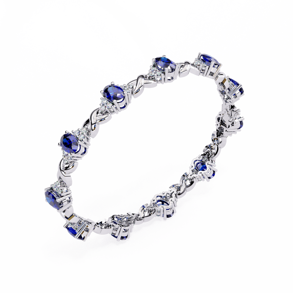 Blue Oval Moissanite Bracelet
