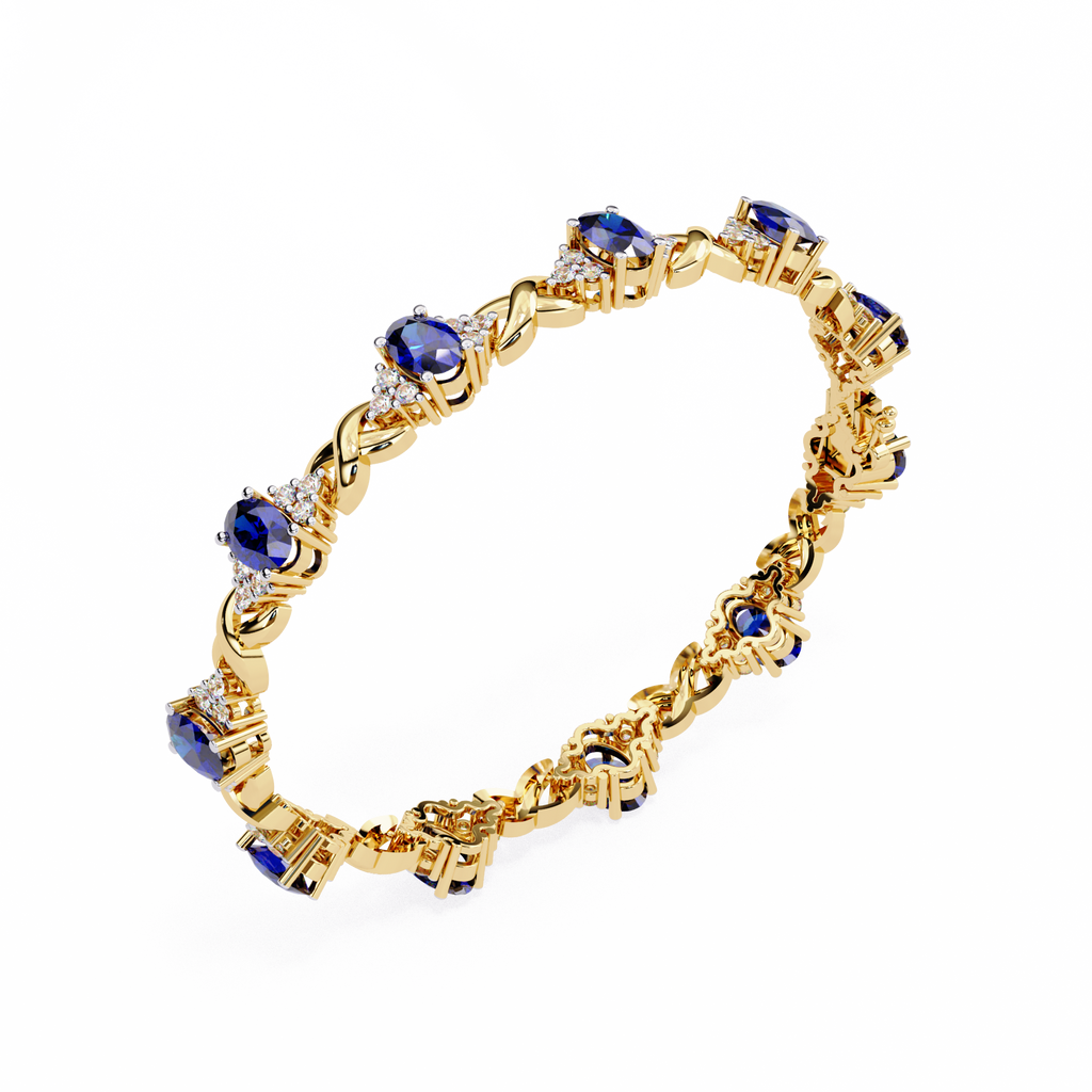 Blue Oval Moissanite Bracelet