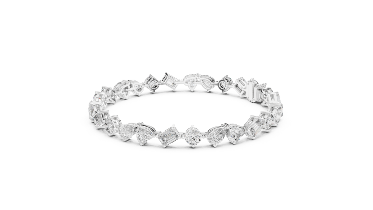 Fancy Mixed-Cut Multi-Shape Diamond Line Bracelet