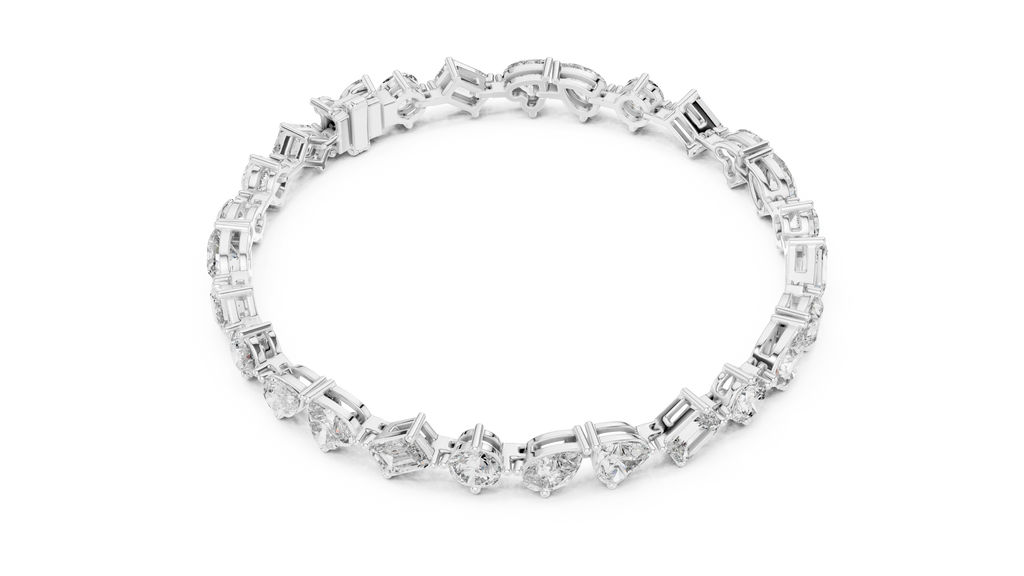 Fancy Mixed-Cut Multi-Shape Diamond Line Bracelet