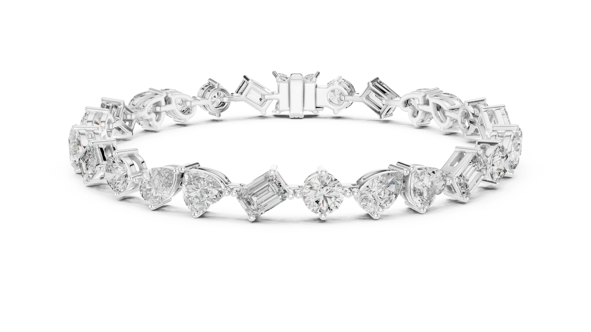 Fancy Mixed-Cut Multi-Shape Diamond Line Bracelet