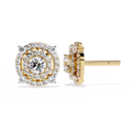 Gold Diamond Double Halo Stud Earrings