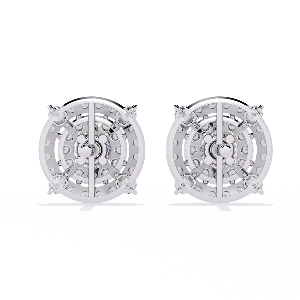Gold Diamond Double Halo Stud Earrings