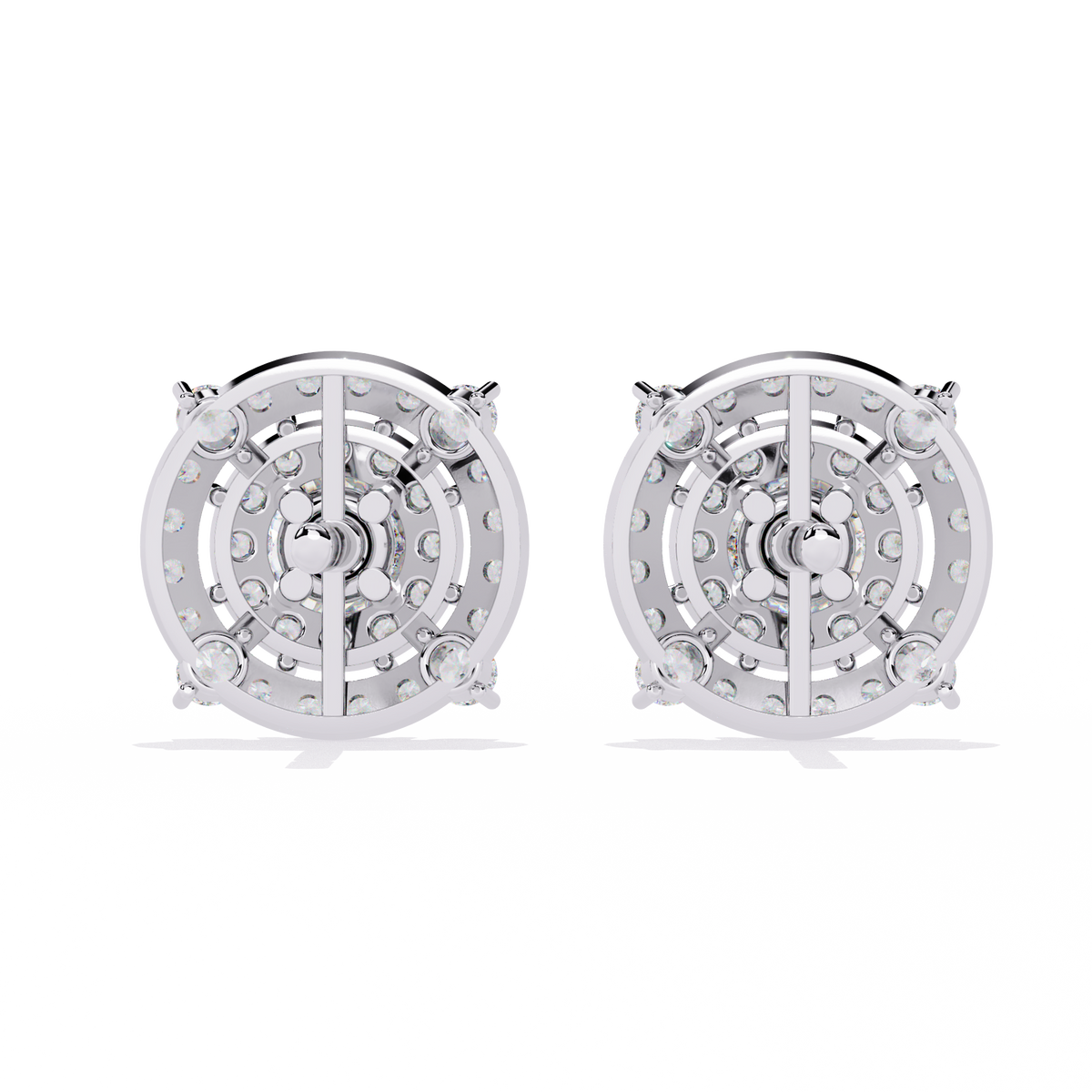 Gold Diamond Double Halo Stud Earrings