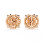 Gold Diamond Double Halo Stud Earrings
