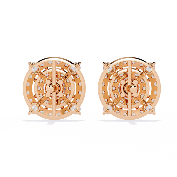 Gold Diamond Double Halo Stud Earrings