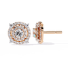 Gold Diamond Double Halo Stud Earrings