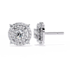 Gold Diamond Double Halo Stud Earrings