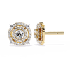 Gold Diamond Double Halo Stud Earrings