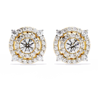 Gold Diamond Double Halo Stud Earrings