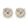 Gold Diamond Double Halo Stud Earrings