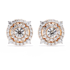Gold Diamond Double Halo Stud Earrings