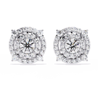 Gold Diamond Double Halo Stud Earrings