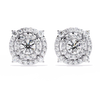 Gold Diamond Double Halo Stud Earrings