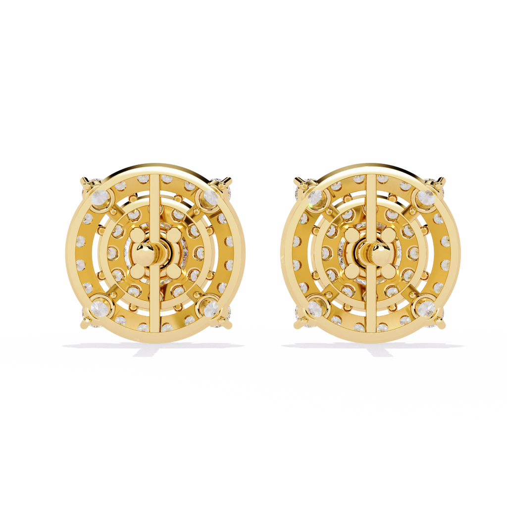 Gold Diamond Double Halo Stud Earrings