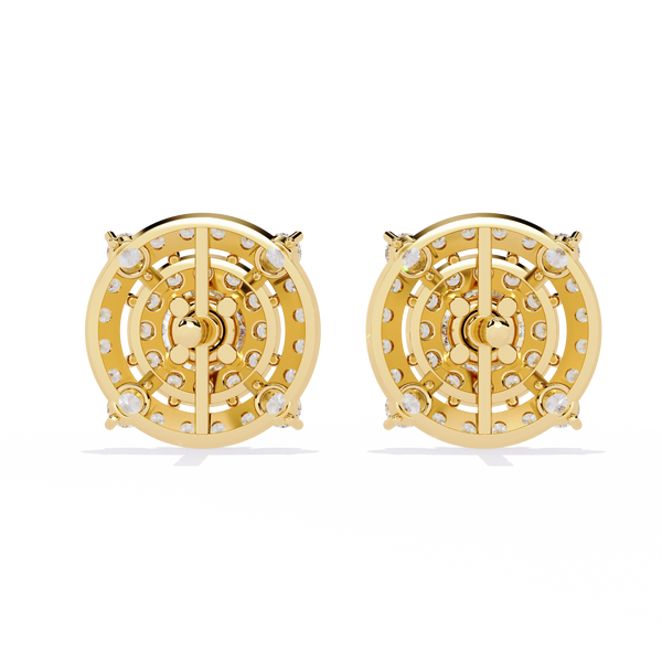 Gold Diamond Double Halo Stud Earrings