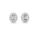 Oval Halo Diamond Stud Earrings