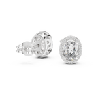Oval Halo Diamond Stud Earrings