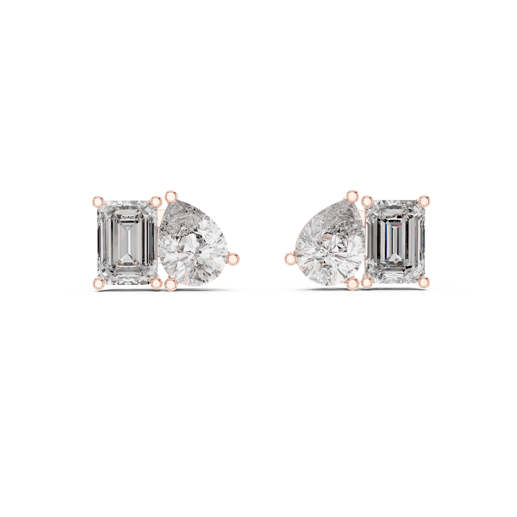 Two-Stone Diamond Stud Earrings