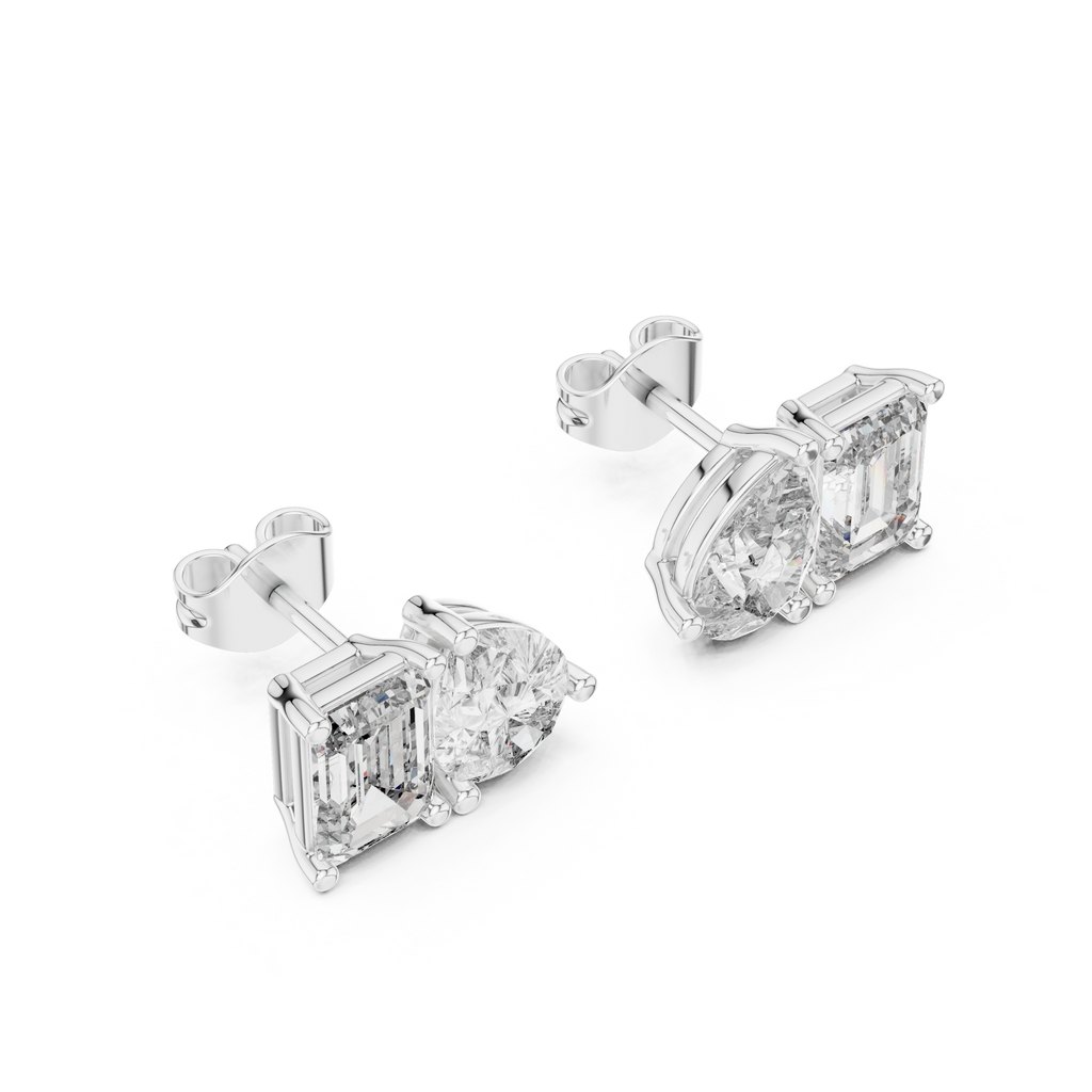 Two-Stone Diamond Stud Earrings