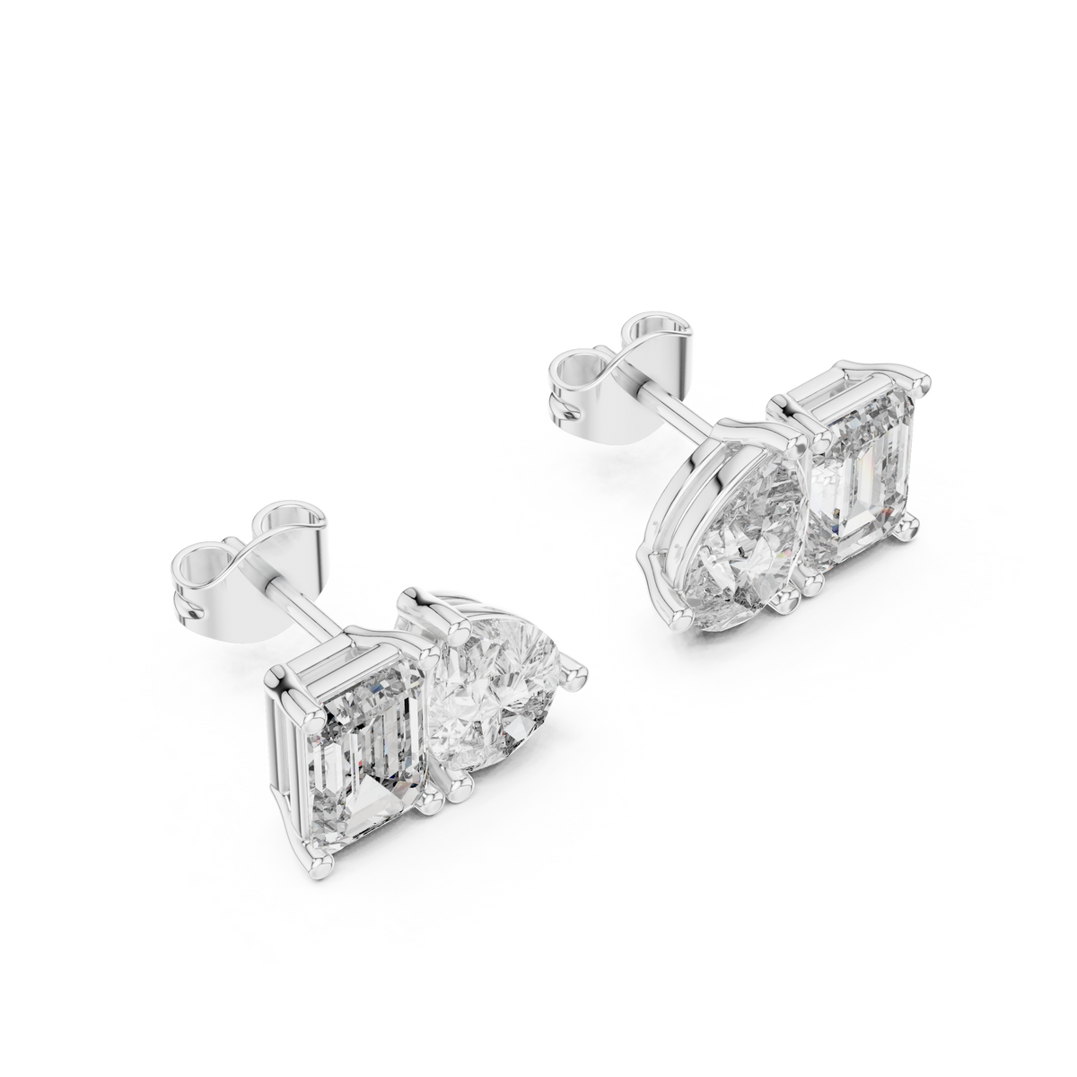Two-Stone Diamond Stud Earrings