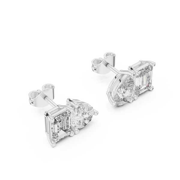Two-Stone Diamond Stud Earrings