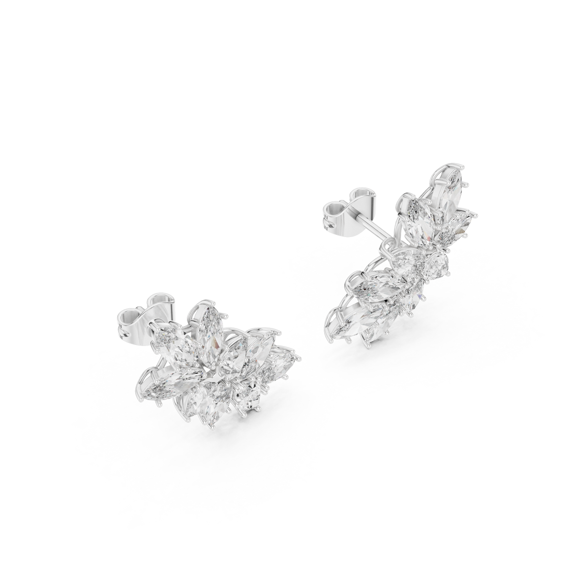 Marquise Diamond Cluster Stud Earrings