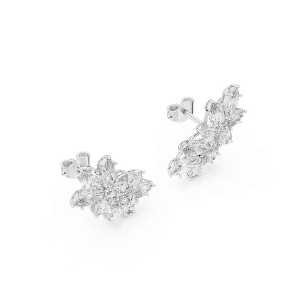 Marquise Diamond Cluster Stud Earrings