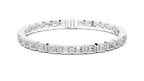 East-West Emerald-Cut Bezel Diamond Tennis Bracelet