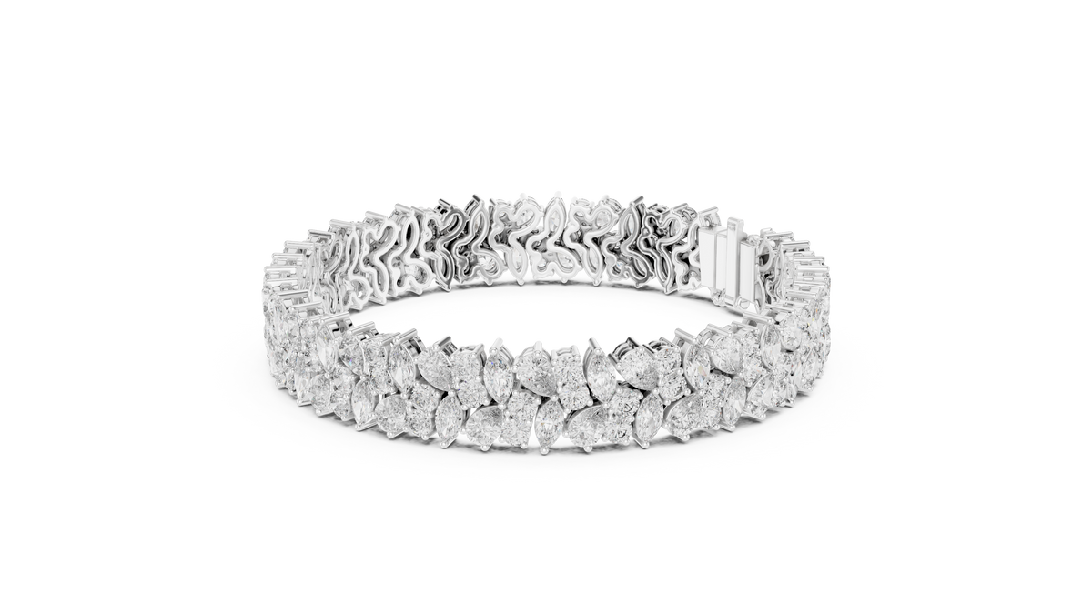Laurel Cascade Silver Cluster Bracelet