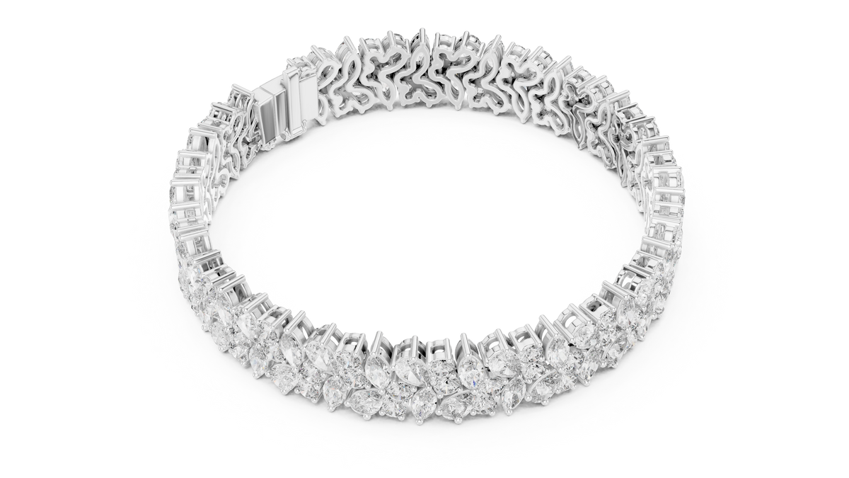Laurel Cascade Silver Cluster Bracelet