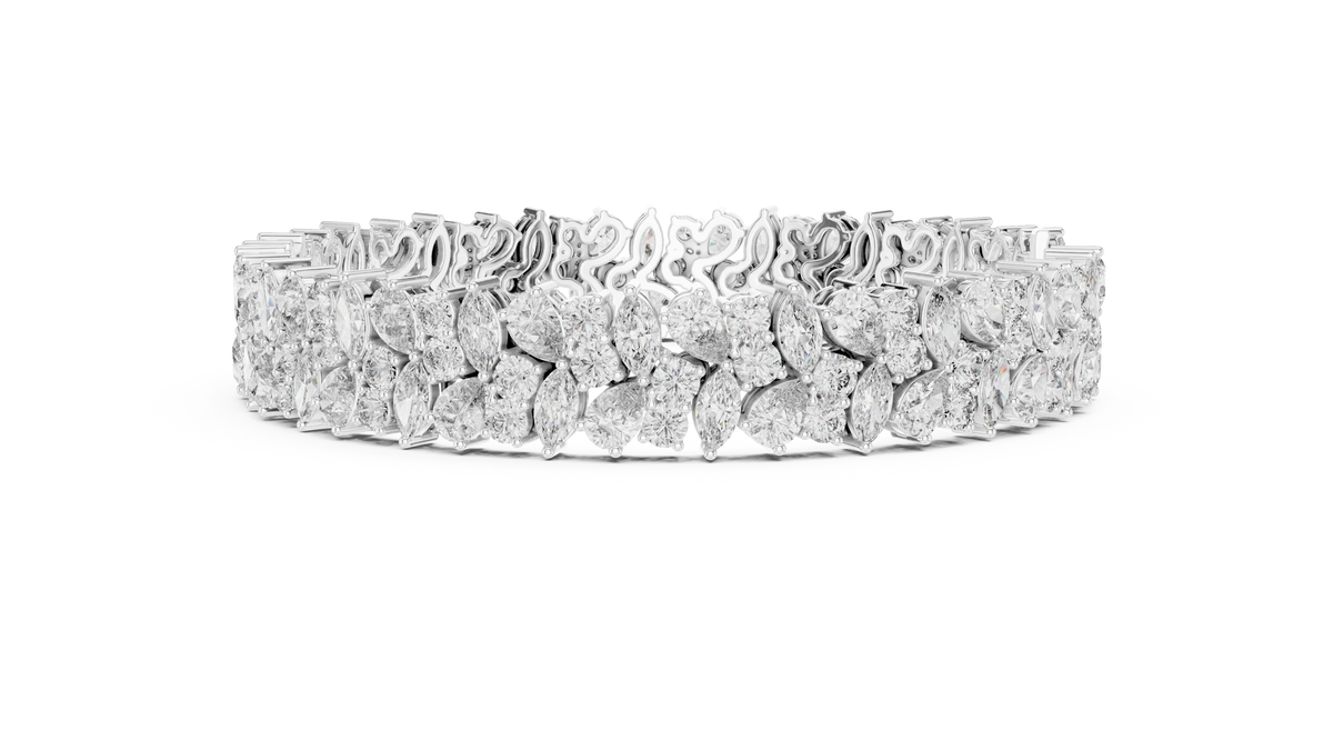 Laurel Cascade Silver Cluster Bracelet